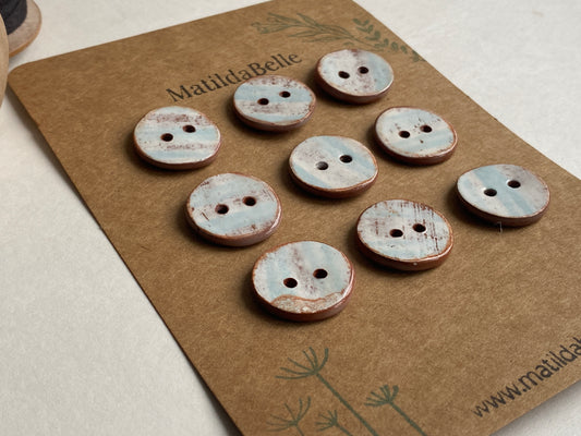 Buttons set of 9,  20mm Handmade Round Ceramic Buttons