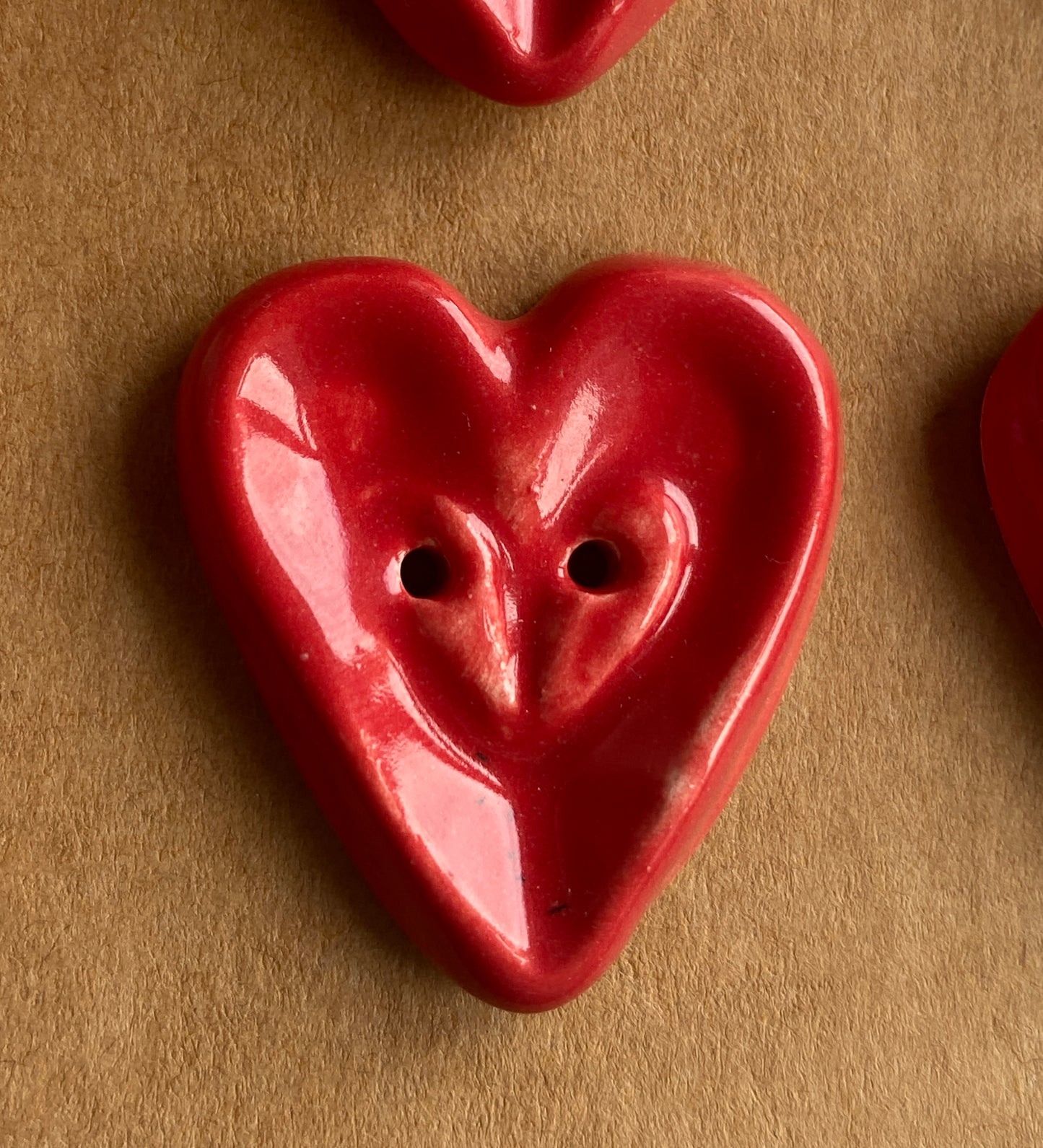 26mm Set of 4 Extra Large Heart Buttons 26mm- Red or Wine Glaze