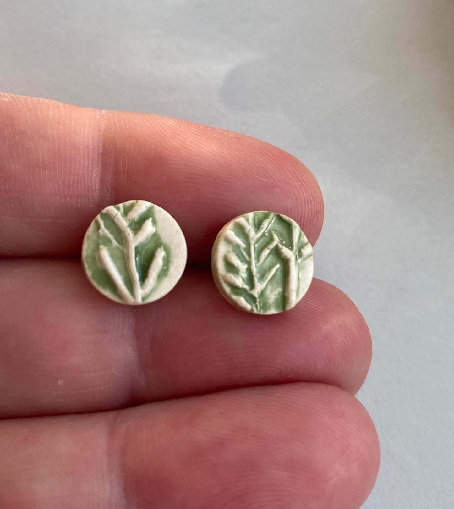 Handmade Ceramic Botanical Earrings - Sterling Silver Posts