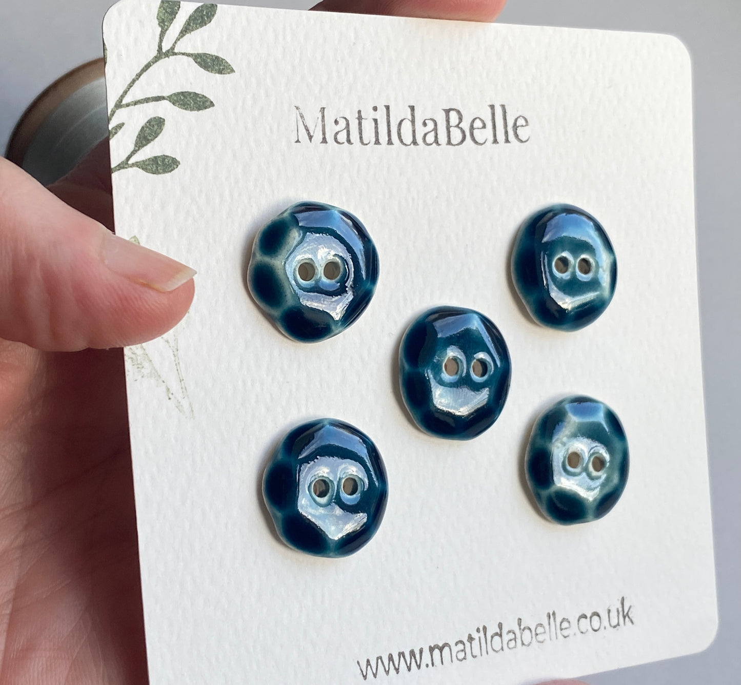 Vintage inspired 20mm Round Buttons set of five, Petrol Blue