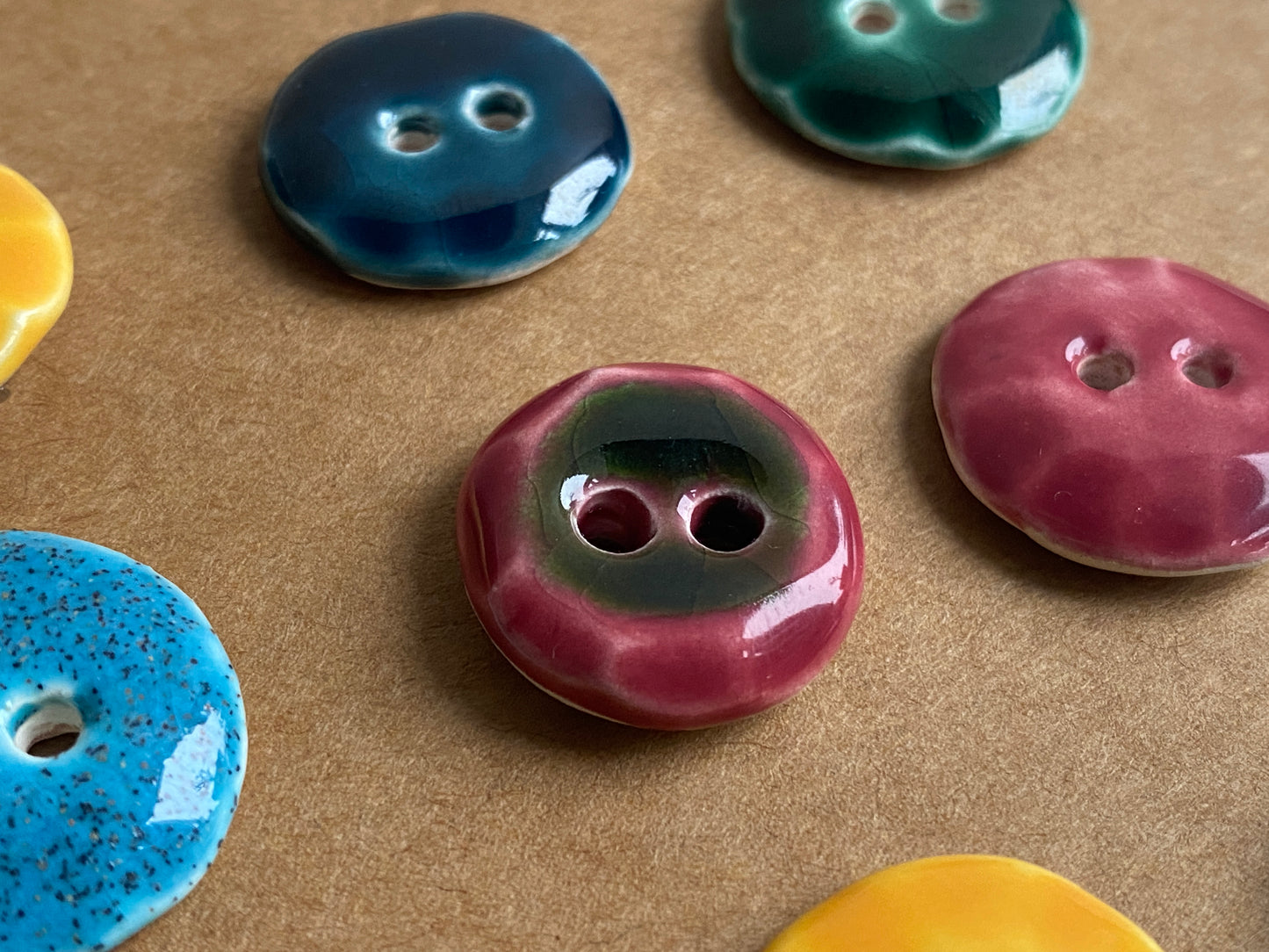 Buttons Set of 9 Rounds 20mm Handmade Ceramic Buttons