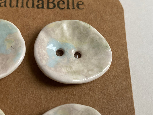 Buttons set of Four 28mm Handmade Round Ceramic Buttons