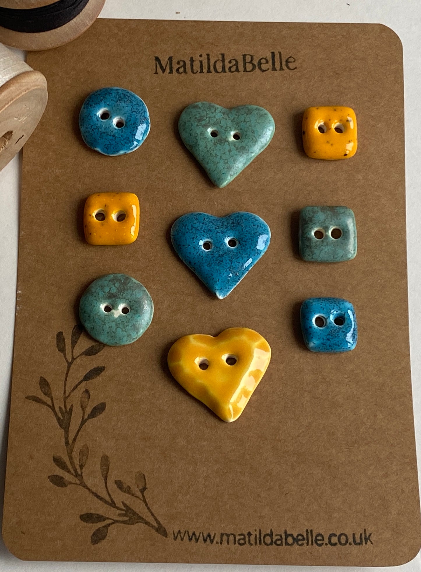 Buttons Set of 9 Mixed Handmade Ceramic Buttons