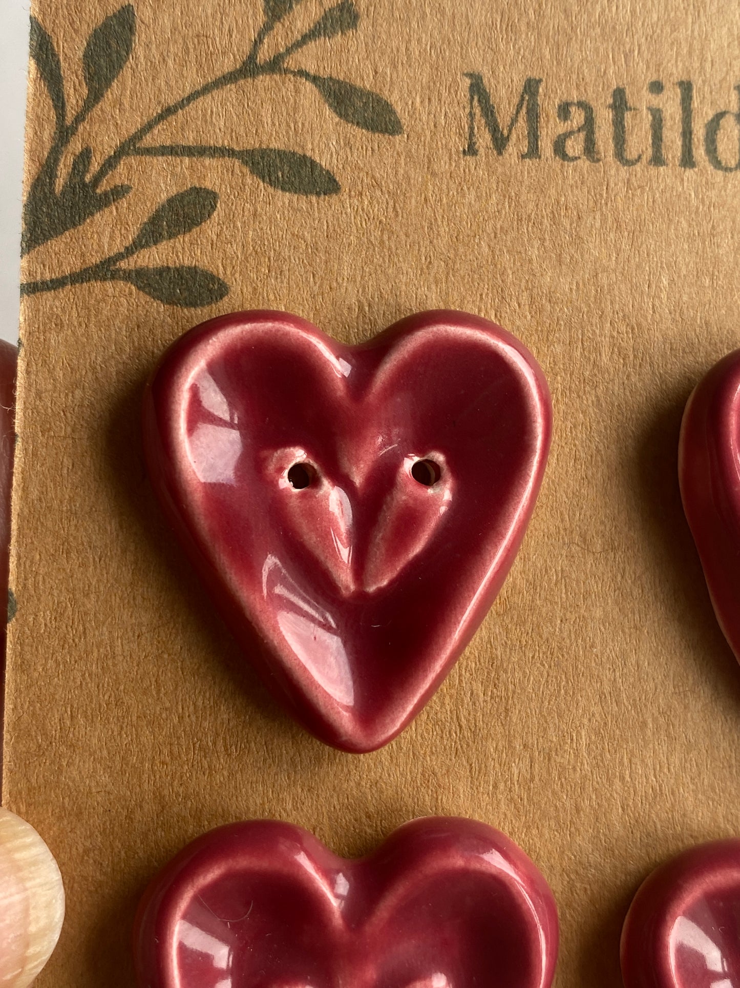 26mm Set of 4 Extra Large Heart Buttons 26mm- Red or Wine Glaze