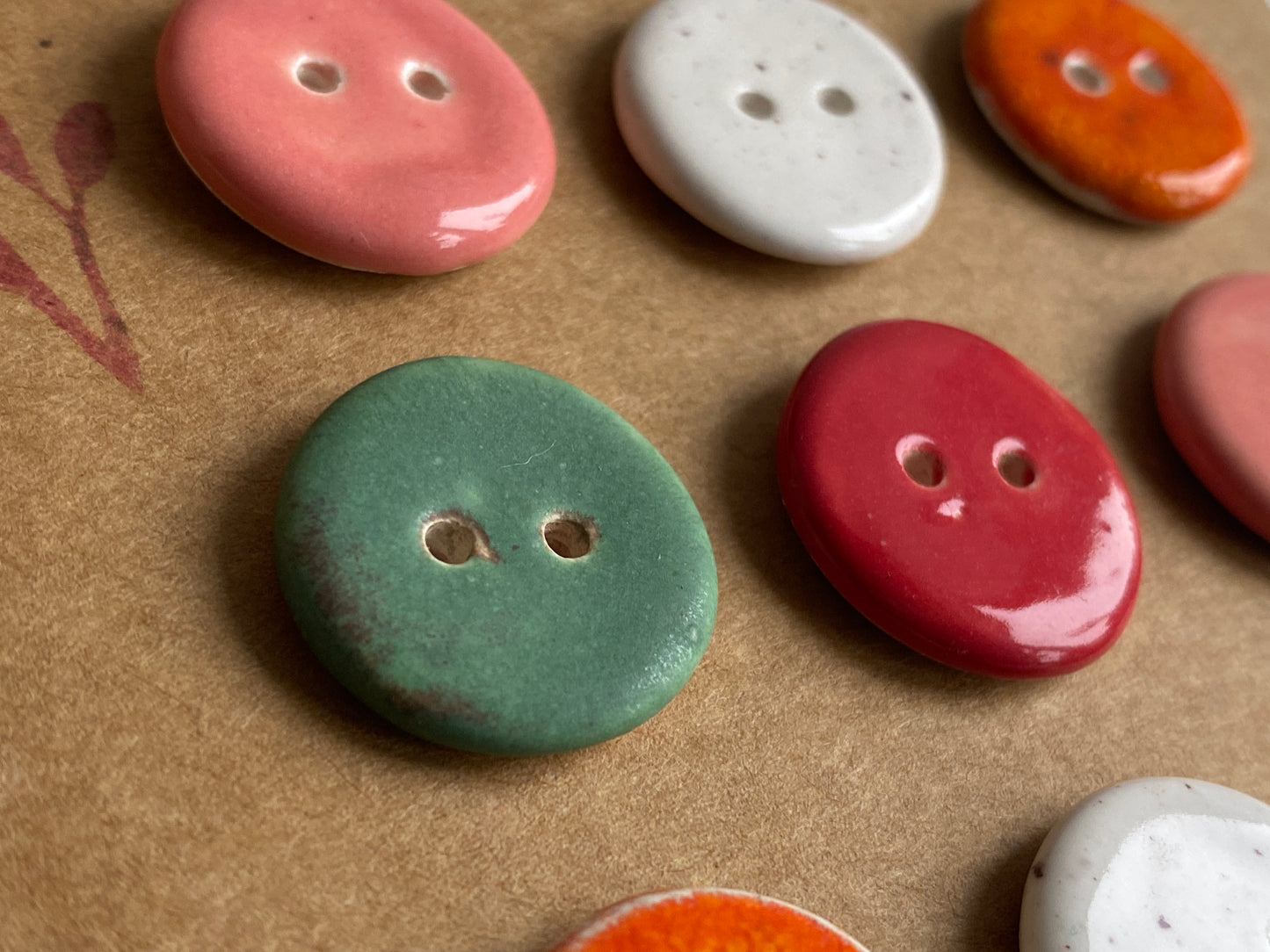 Buttons set of 9, 18mm rounds mixed colours