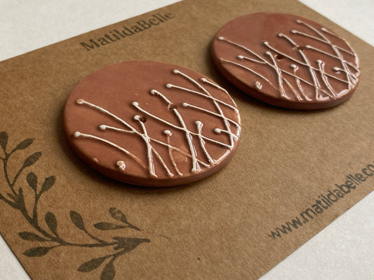 Large Pair of Botanical Handmade Buttons 50mm