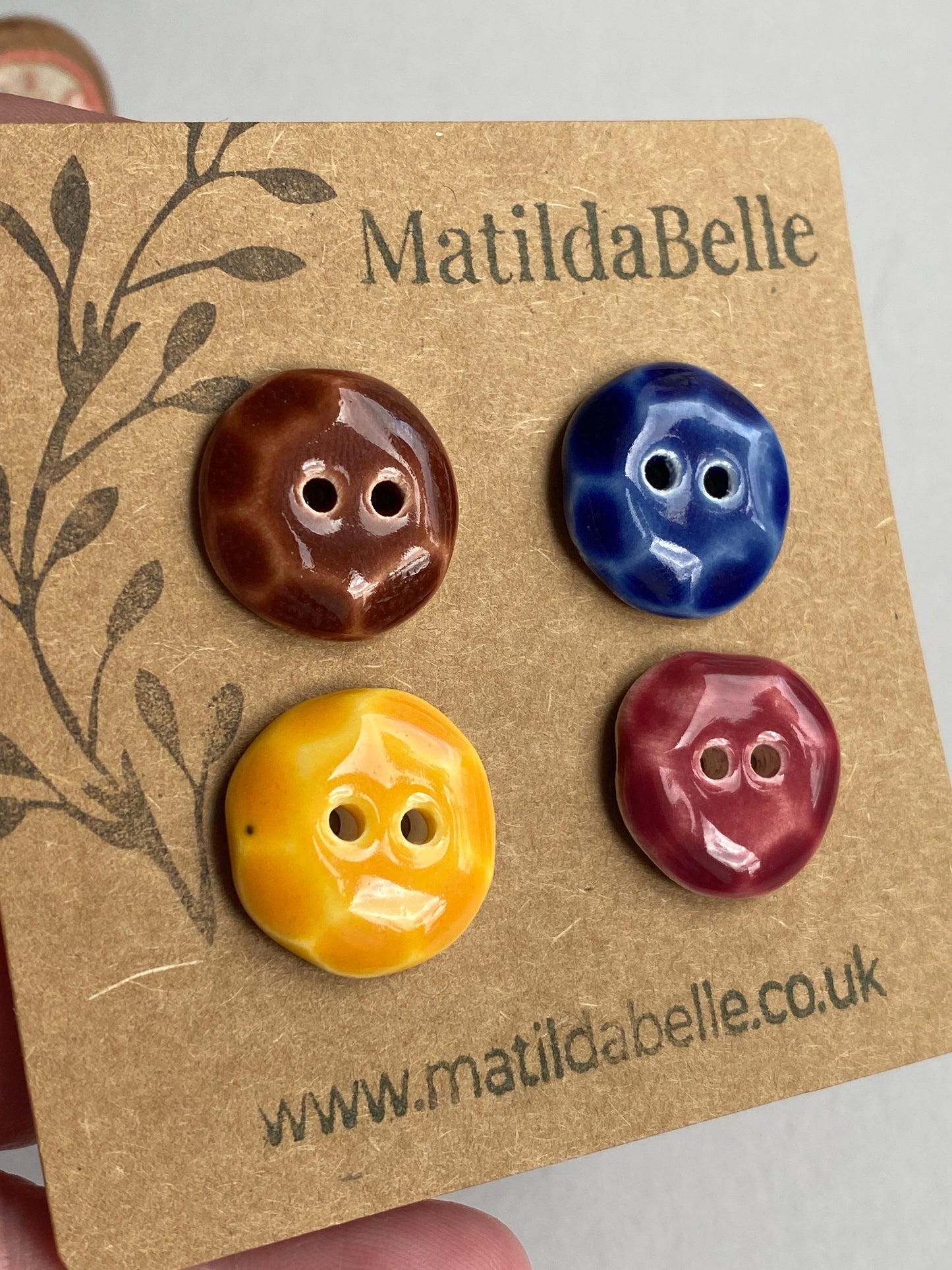 Vintage inspired 20mm Round Buttons set of four, mixed colours