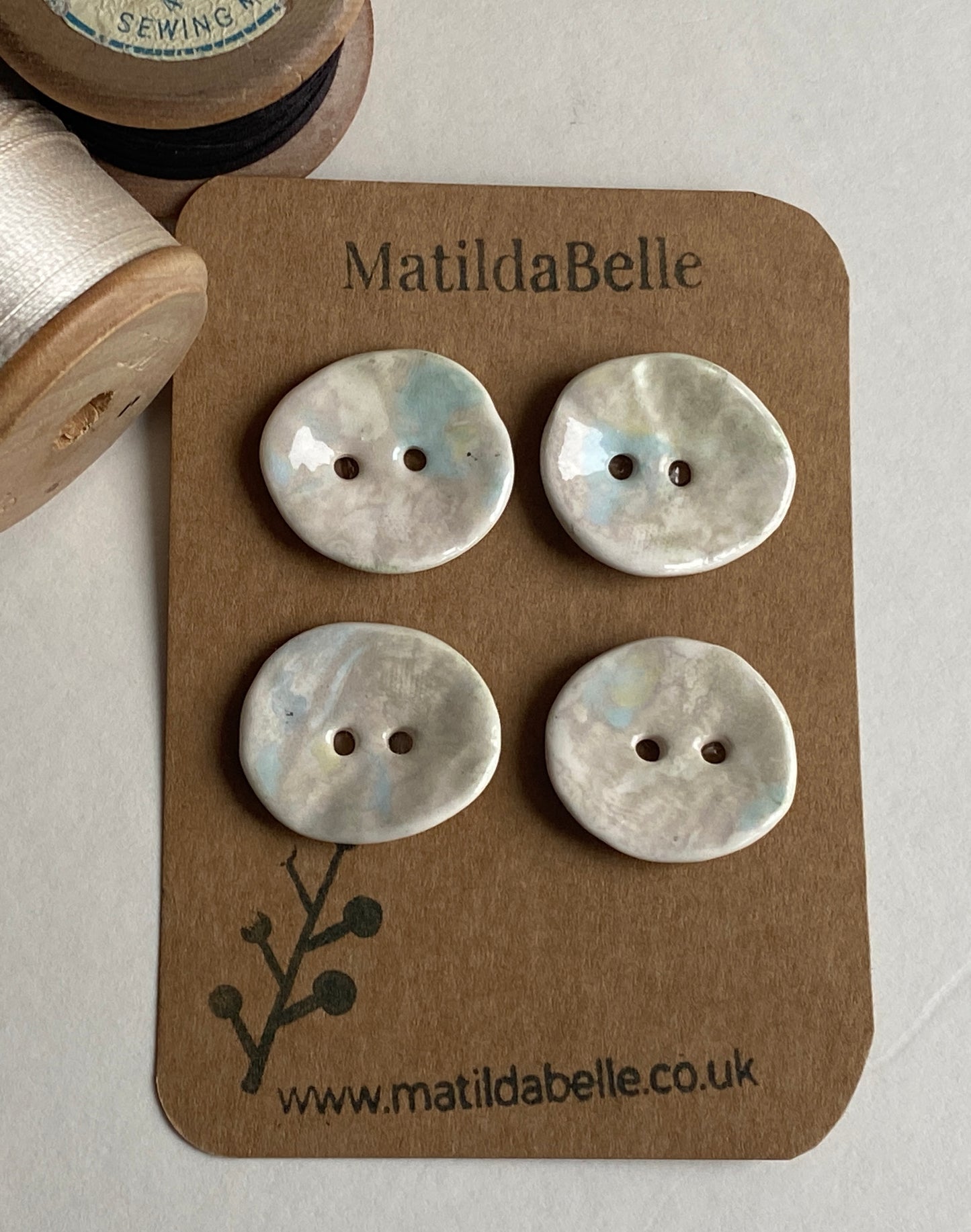 Buttons set of Four 28mm Handmade Round Ceramic Buttons