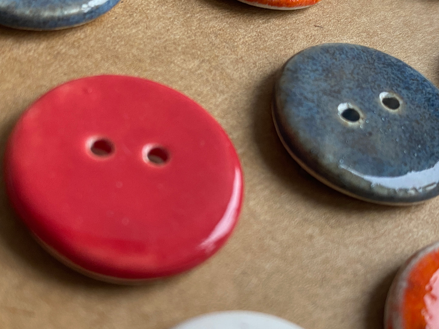 Buttons set of 9, 18mm rounds mixed colours