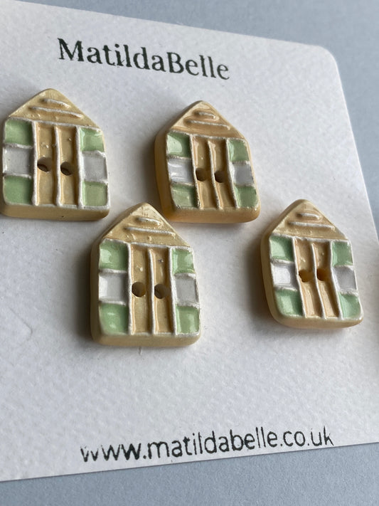 20mm x 27mm Beach Hut Buttons set of 4
