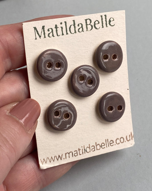 Handmade Ceramic Buttons Set of 5, 14mm