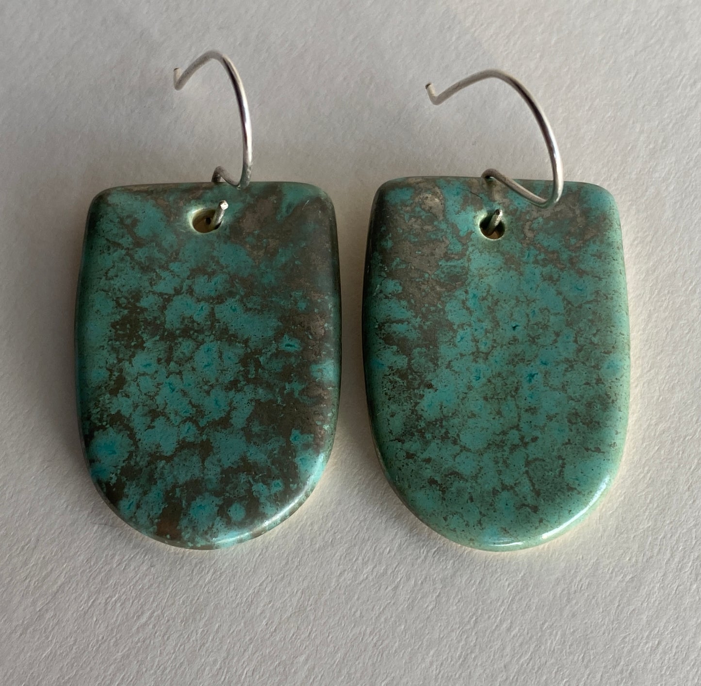 Ceramic Contemporary Large Dangle Earrings - Green gold glaze