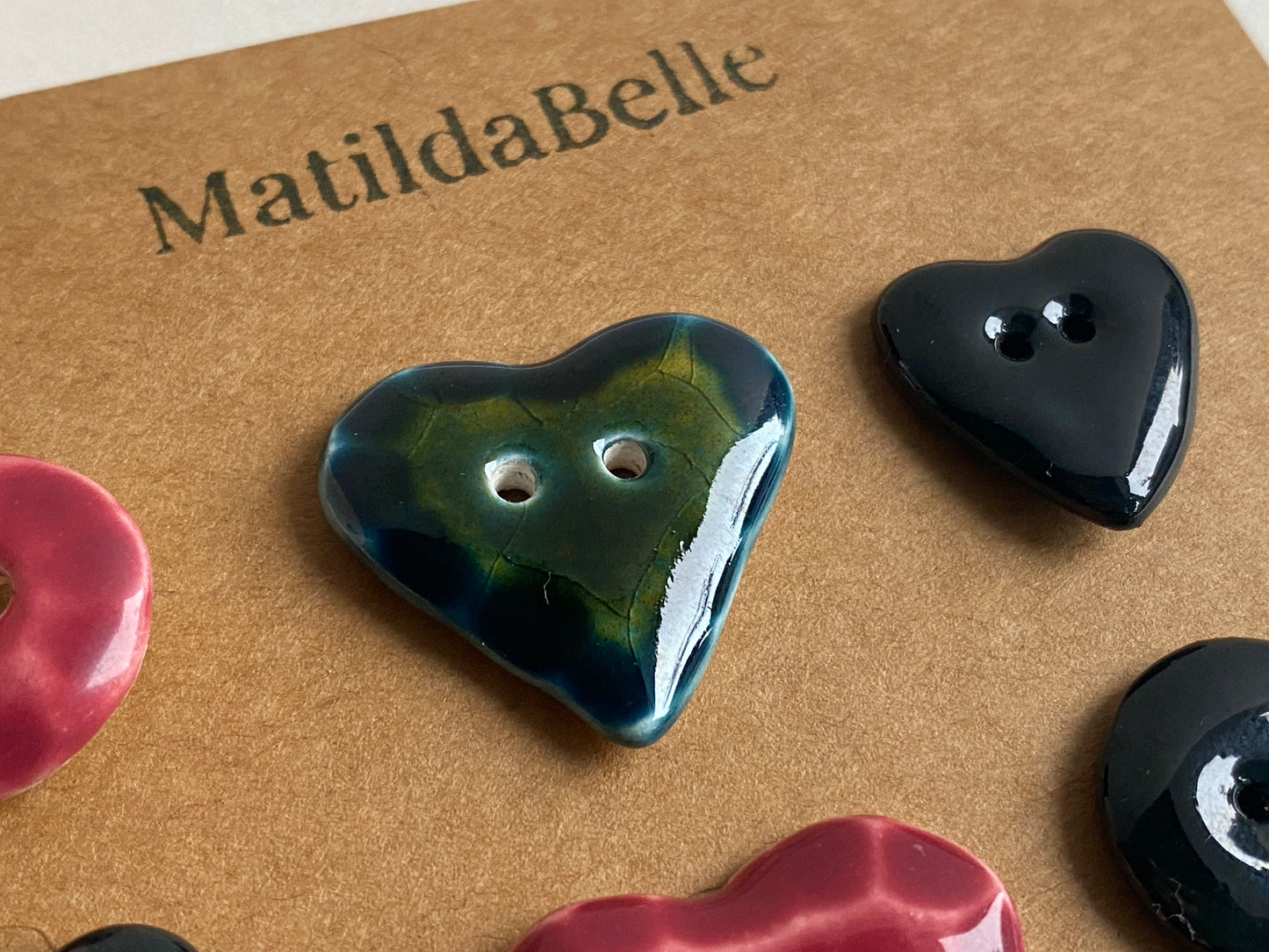 Buttons Set of 9 Mixed Handmade Ceramic Buttons