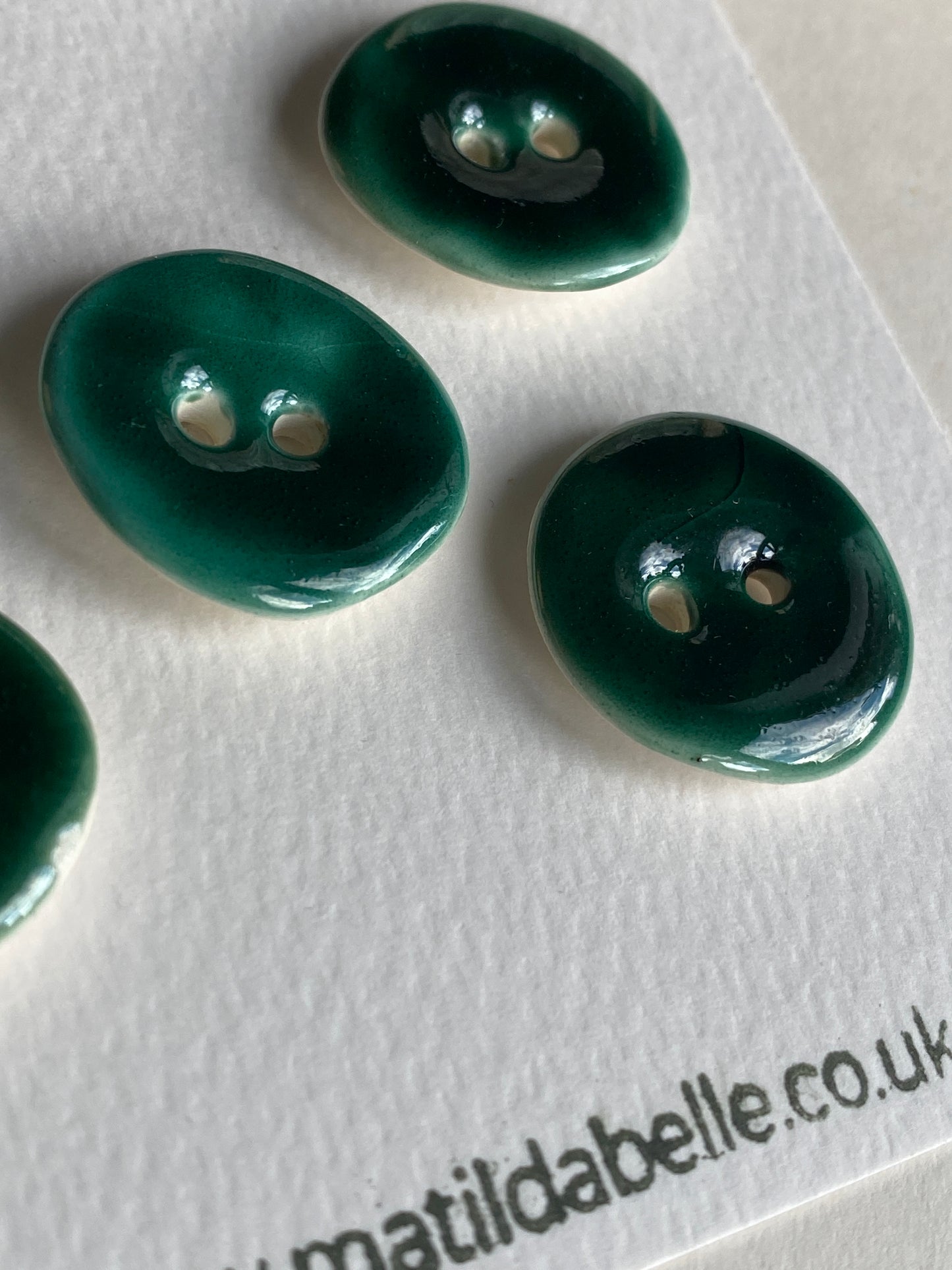 Handmade Ceramic Buttons 24mm rich Glossy Leaf Green