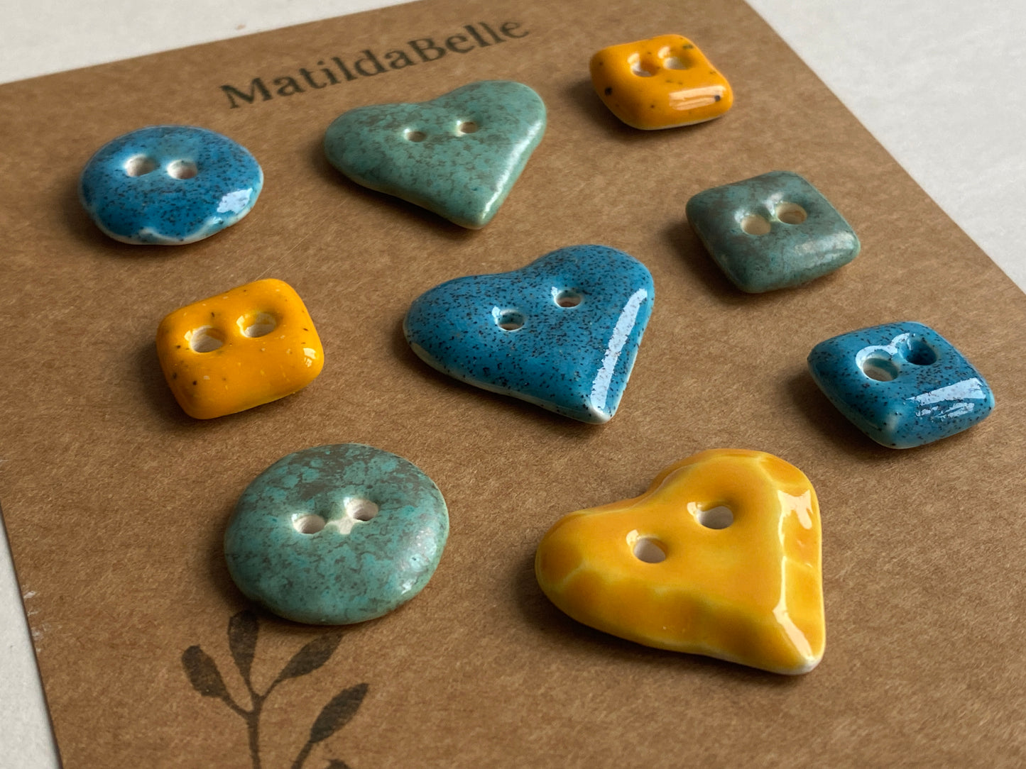 Buttons Set of 9 Mixed Handmade Ceramic Buttons