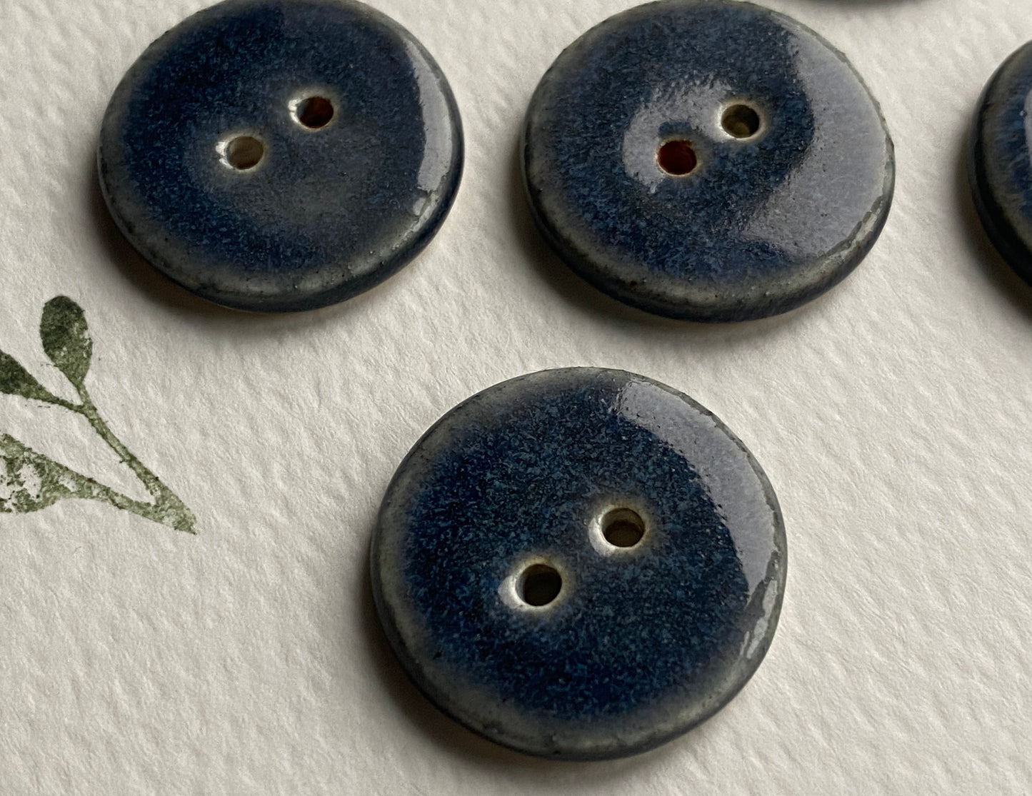 22mm Round Buttons set of five, Heather Blue/Grey