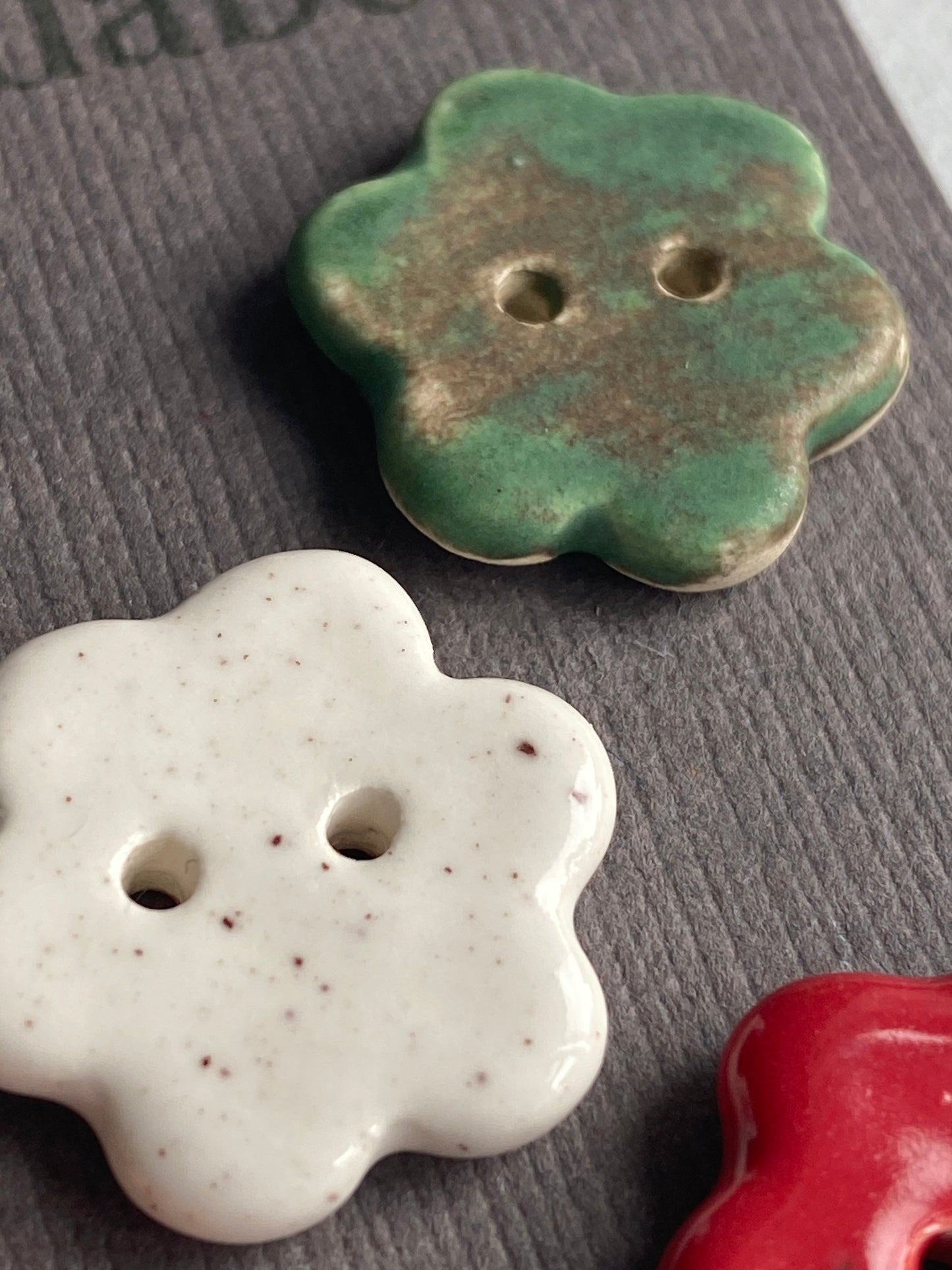 Buttons set of five Flower 20mm Mixed set of handmade ceramic buttons