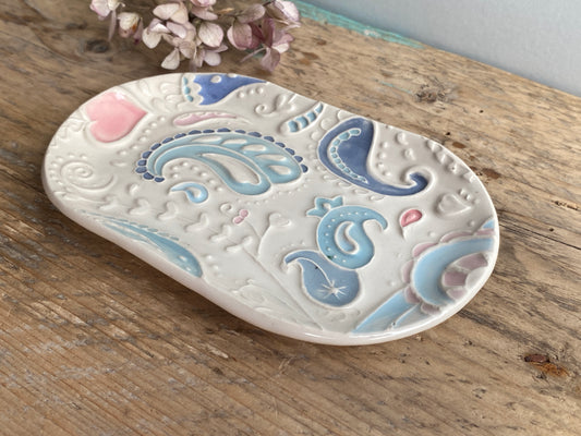 Pretty Paisley Trinket tray Pastel Colours