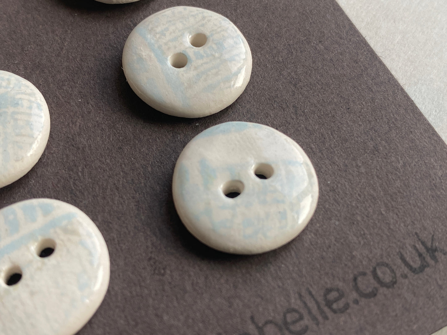 Buttons set of Six 16mm Handmade Round Ceramic Buttons