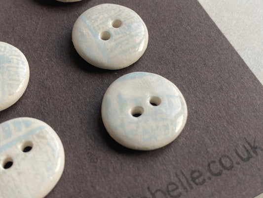 Buttons set of Six 16mm Handmade Round Ceramic Buttons