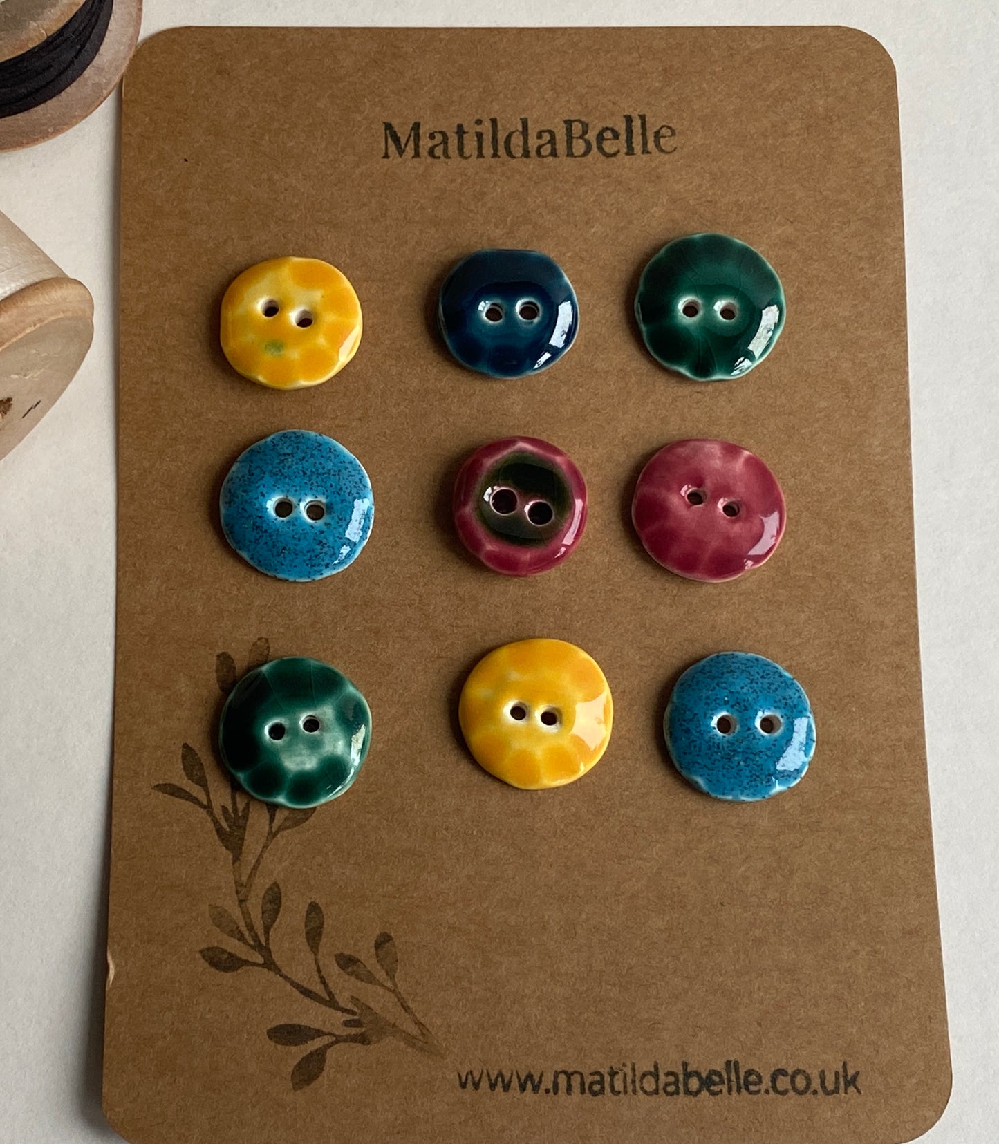 Buttons Set of 9 Rounds 20mm Handmade Ceramic Buttons