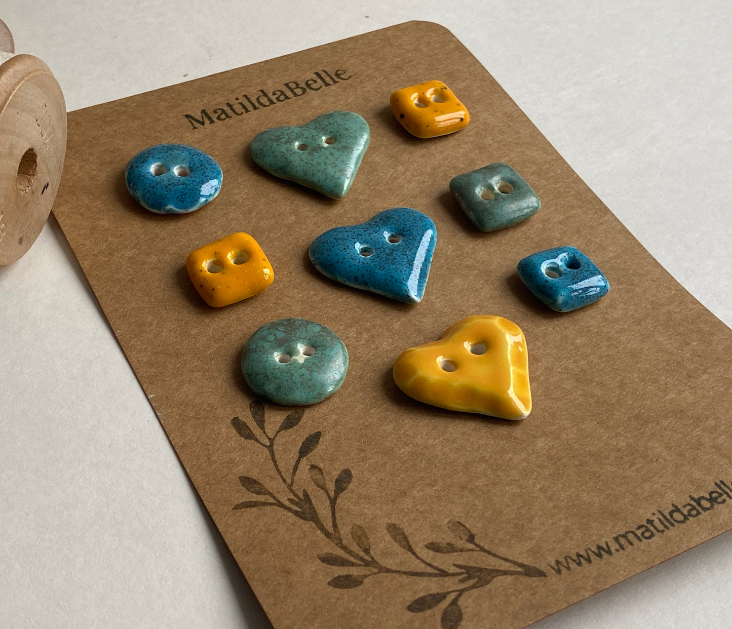 Buttons Set of 9 Mixed Handmade Ceramic Buttons