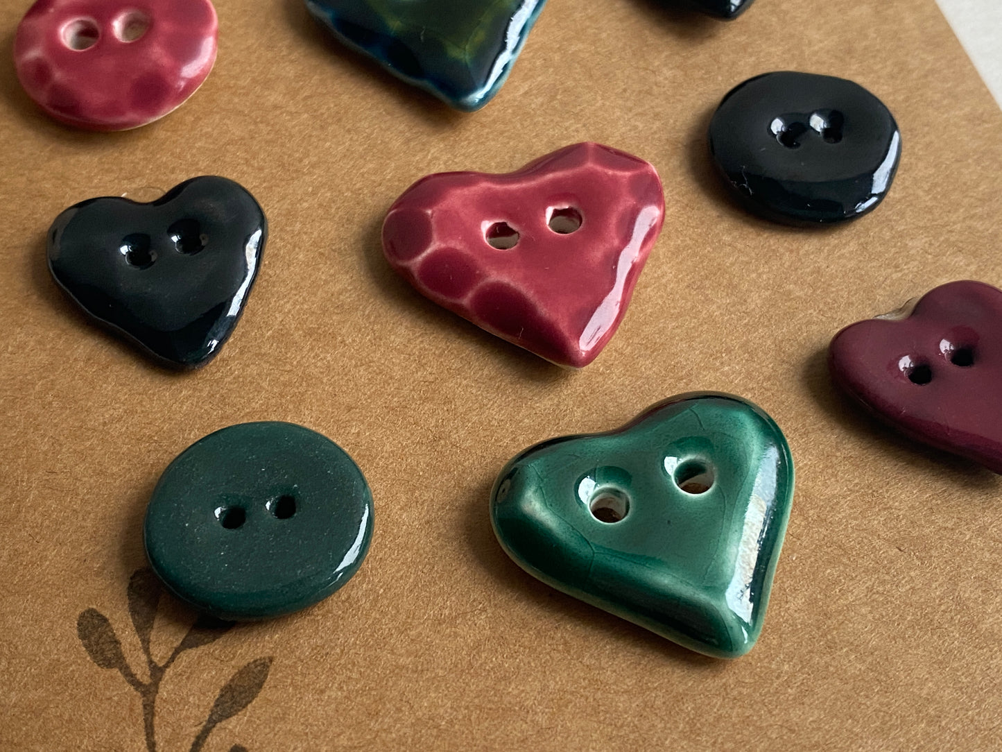 Buttons Set of 9 Mixed Handmade Ceramic Buttons