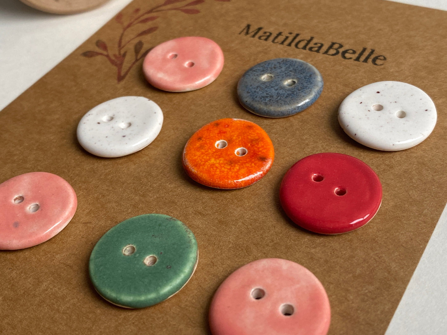 Buttons set of 9, 20mm rounds mixed colours