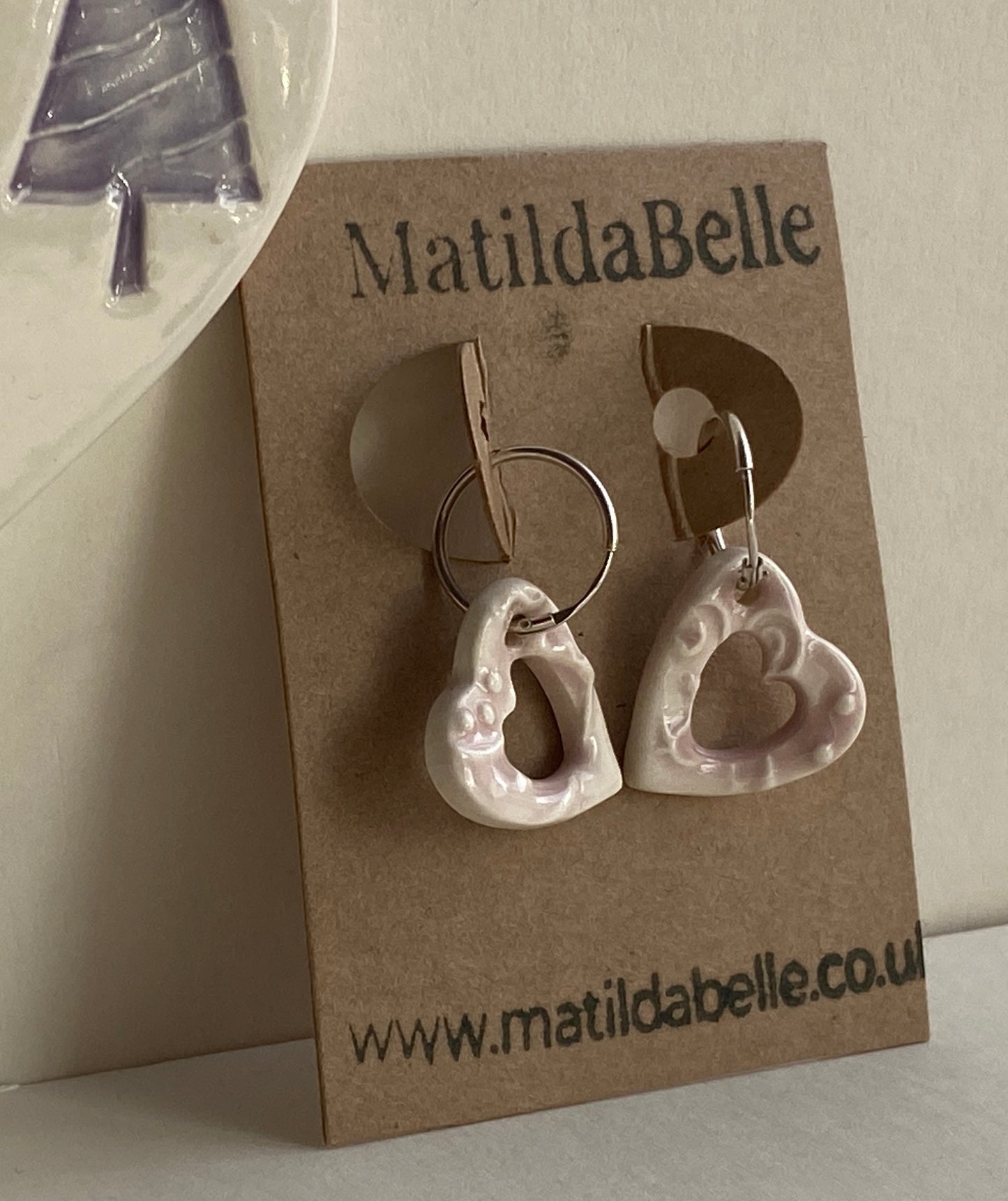 Silver Hoops with Gorgeous Pastel Pink Hearts