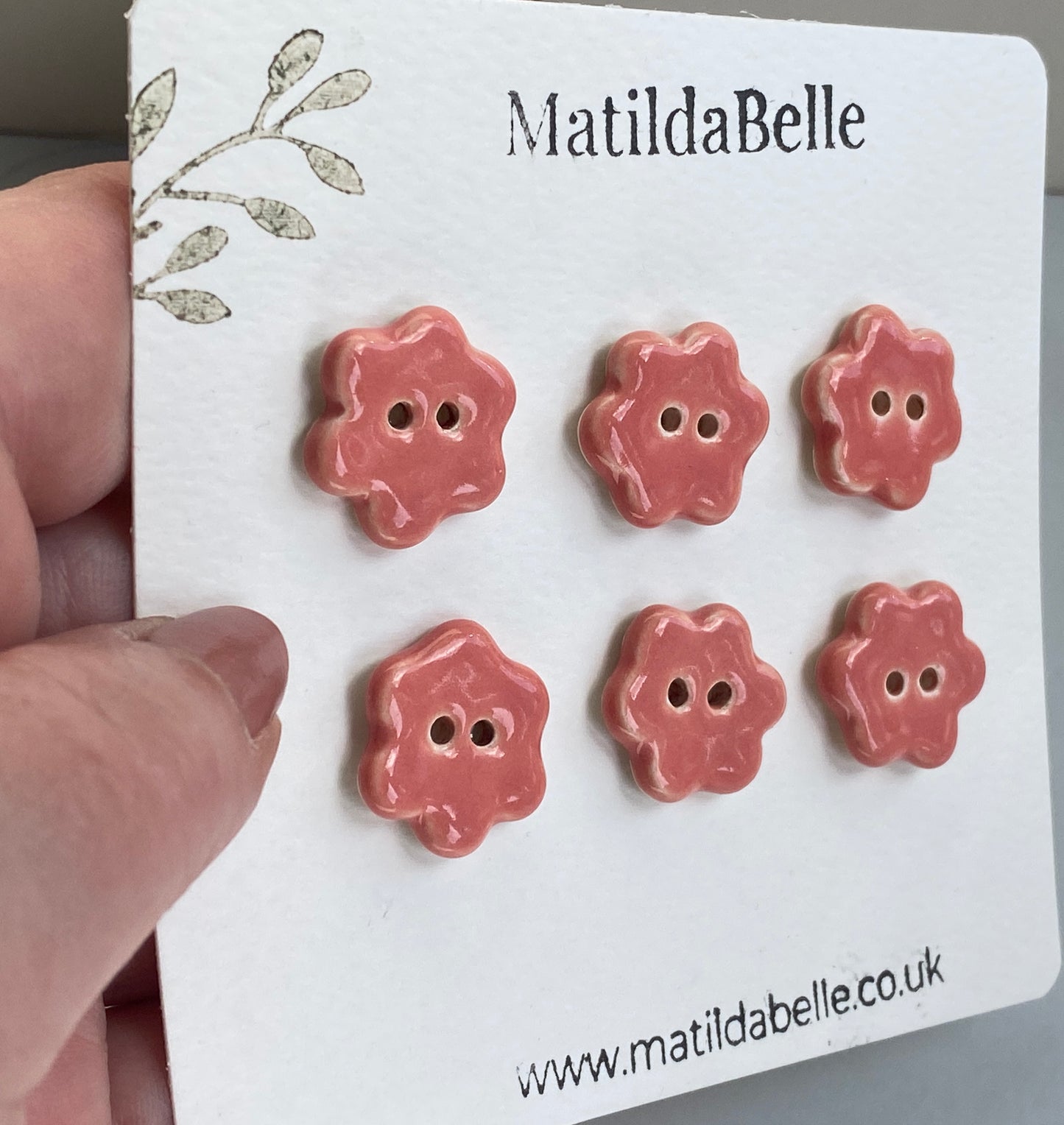 Flower Buttons pretty pink 20mm set of 6