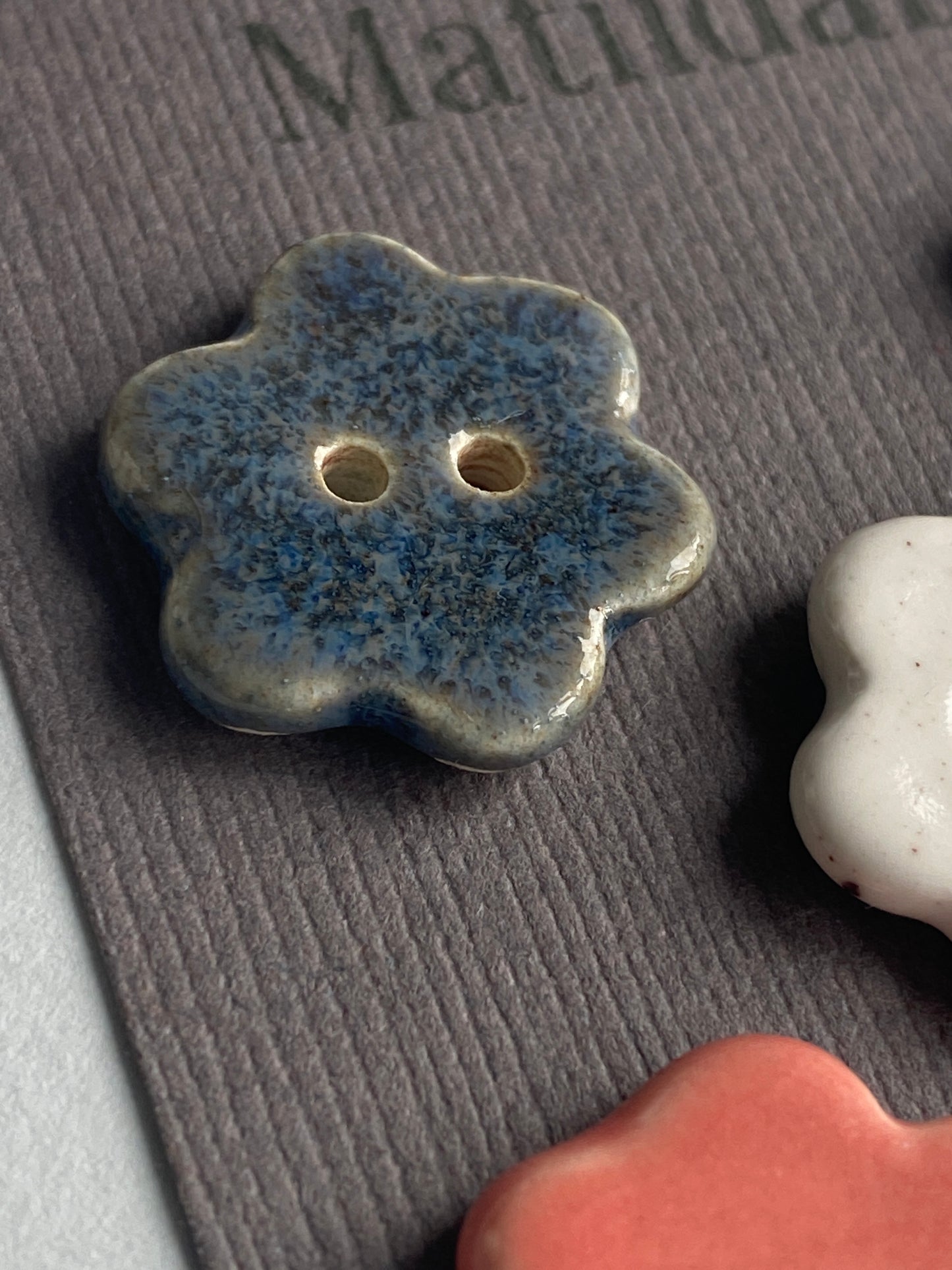 Buttons set of five Flower 20mm Mixed set of handmade ceramic buttons