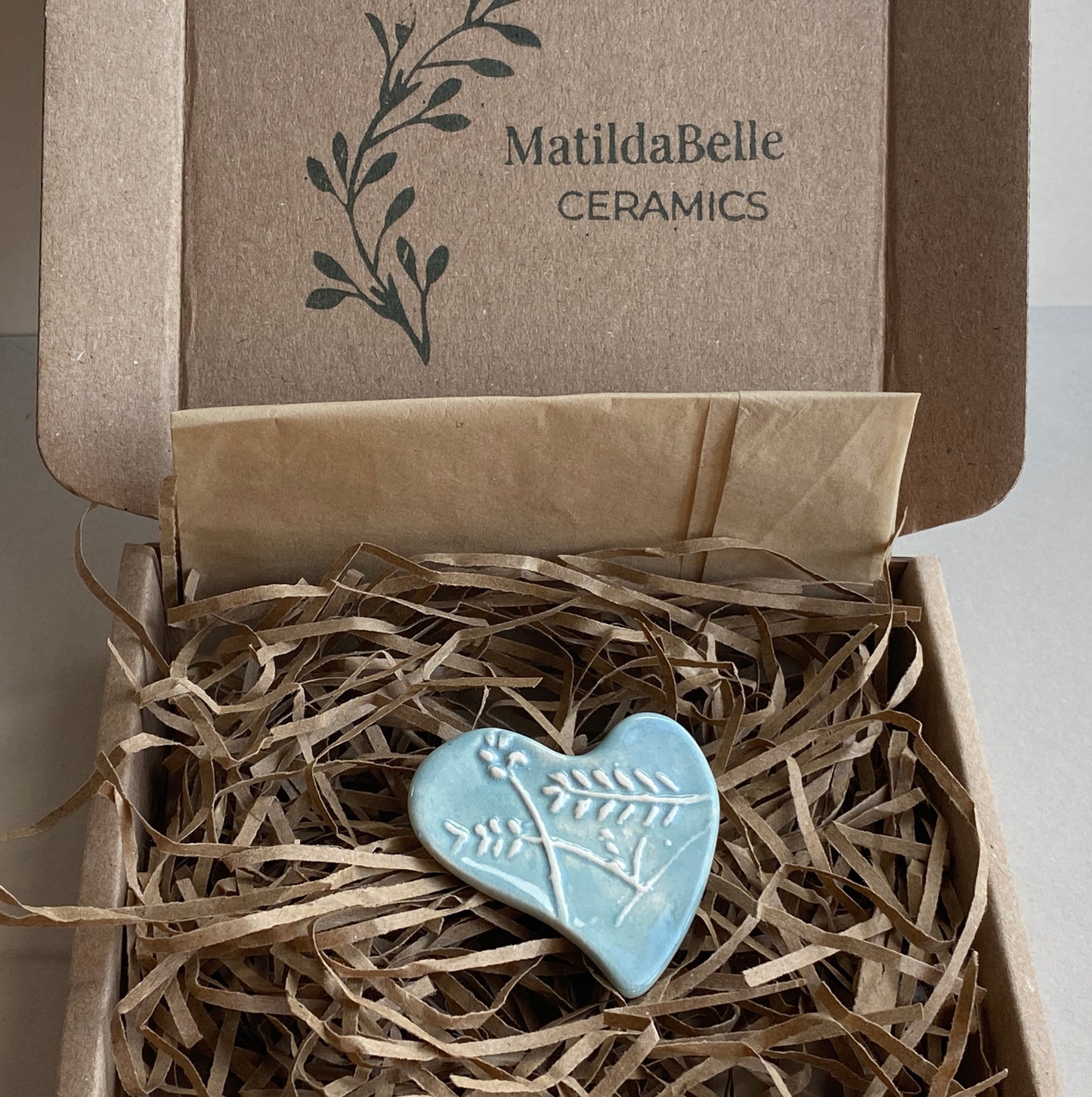 Botanical Heart Brooches choice of two colours