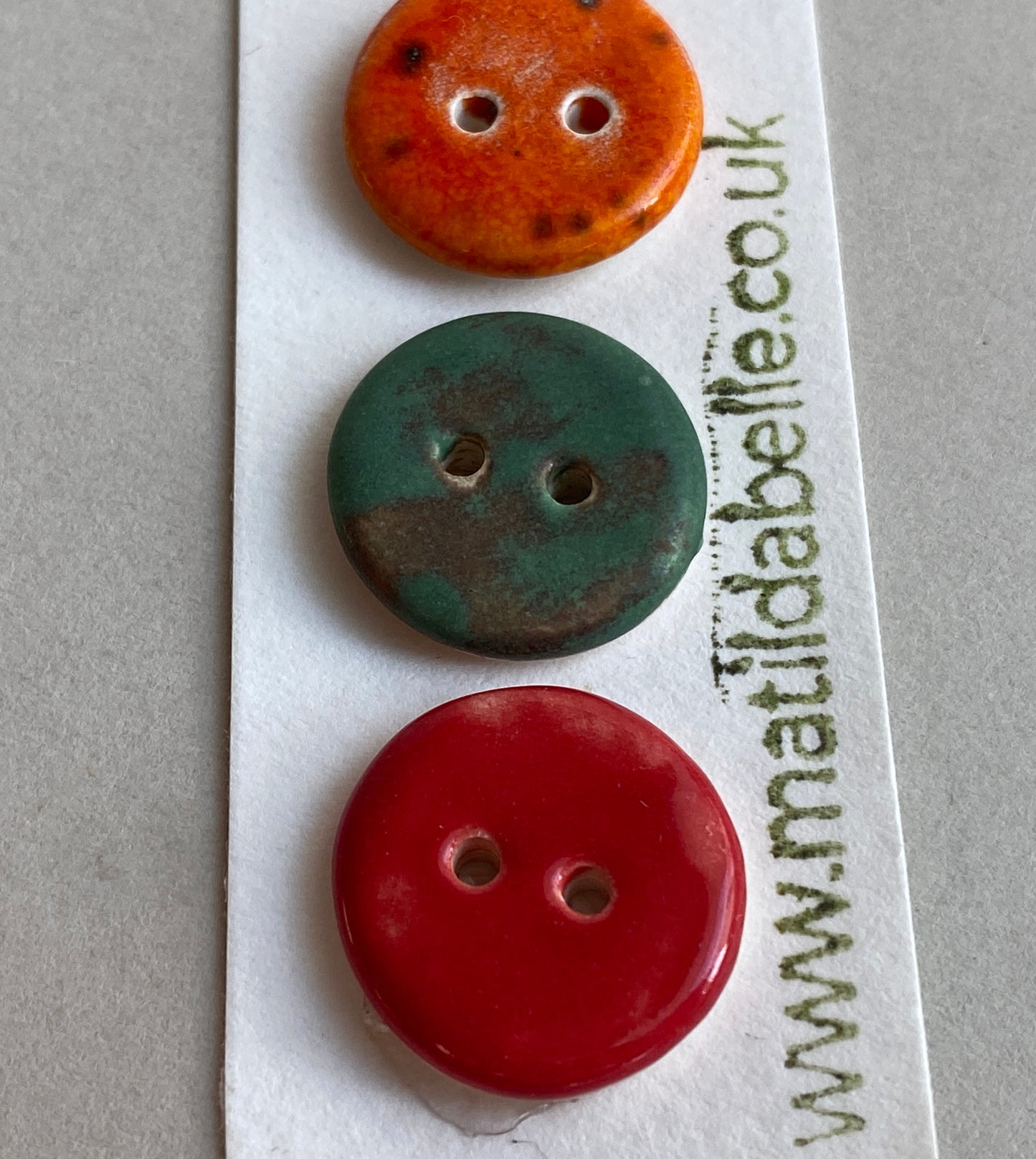 Buttons set of Six Mixed small 18mm round Handmade Ceramic Buttons
