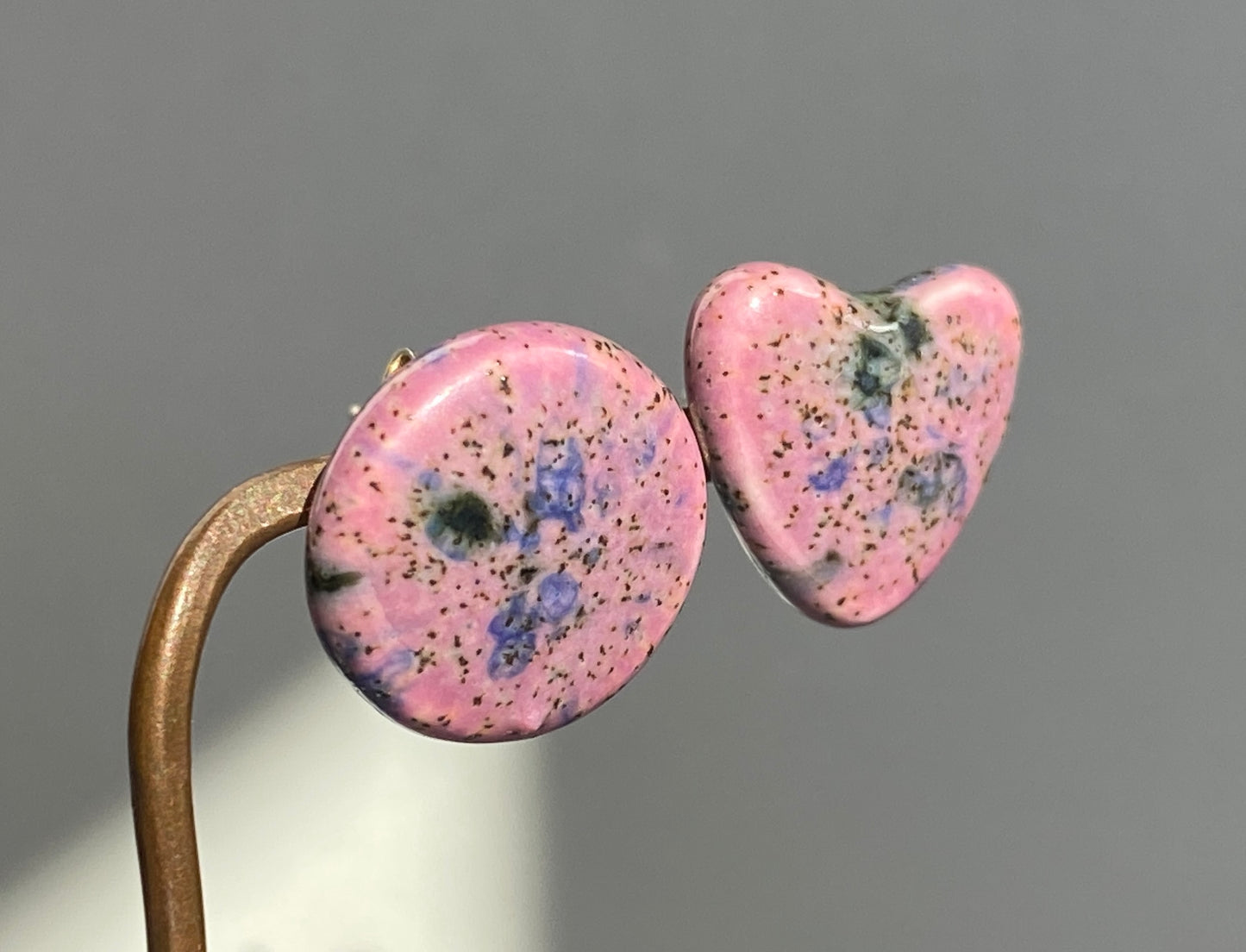 Handmade Ceramic Purple Stud Earrings  - p&P incl