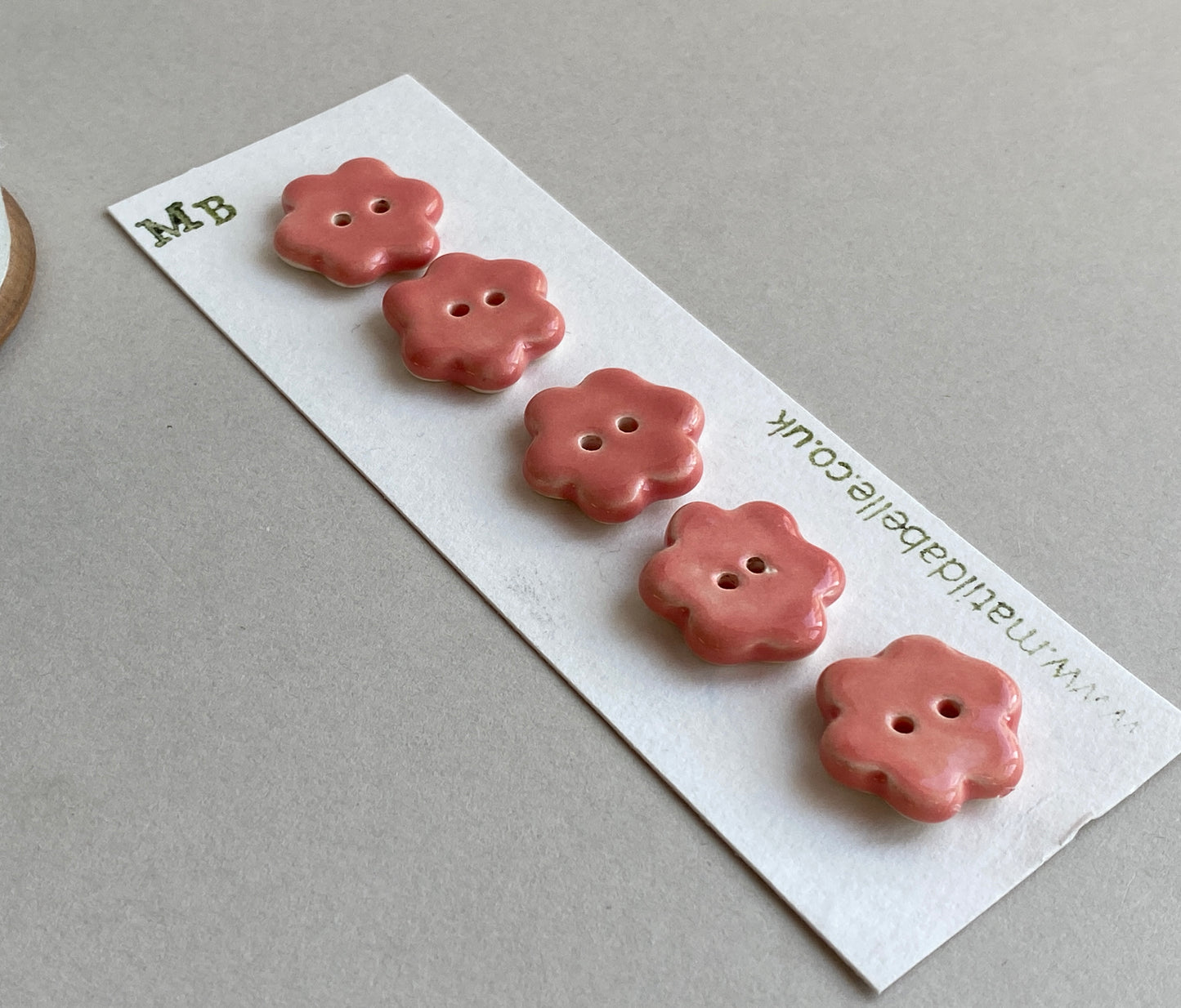 Buttons set of 5 handmade Flower 20mm Ceramic Buttons