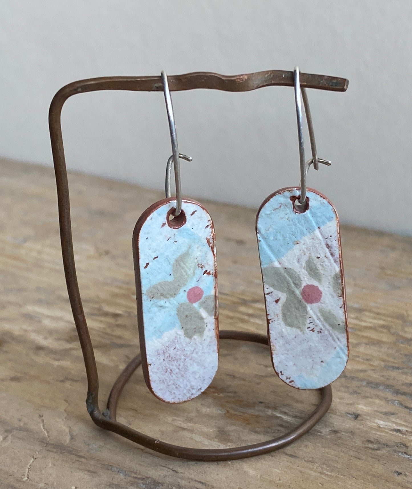 Vintage Botanical Clay Earrings sterling silver contemporary drops