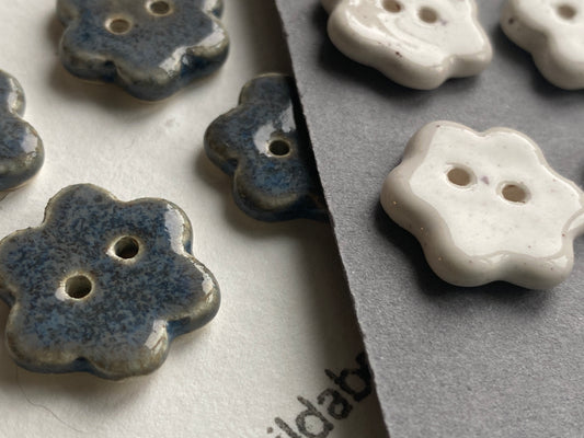 Buttons set of six flower 20mm handmade ceramic buttons choice of colours