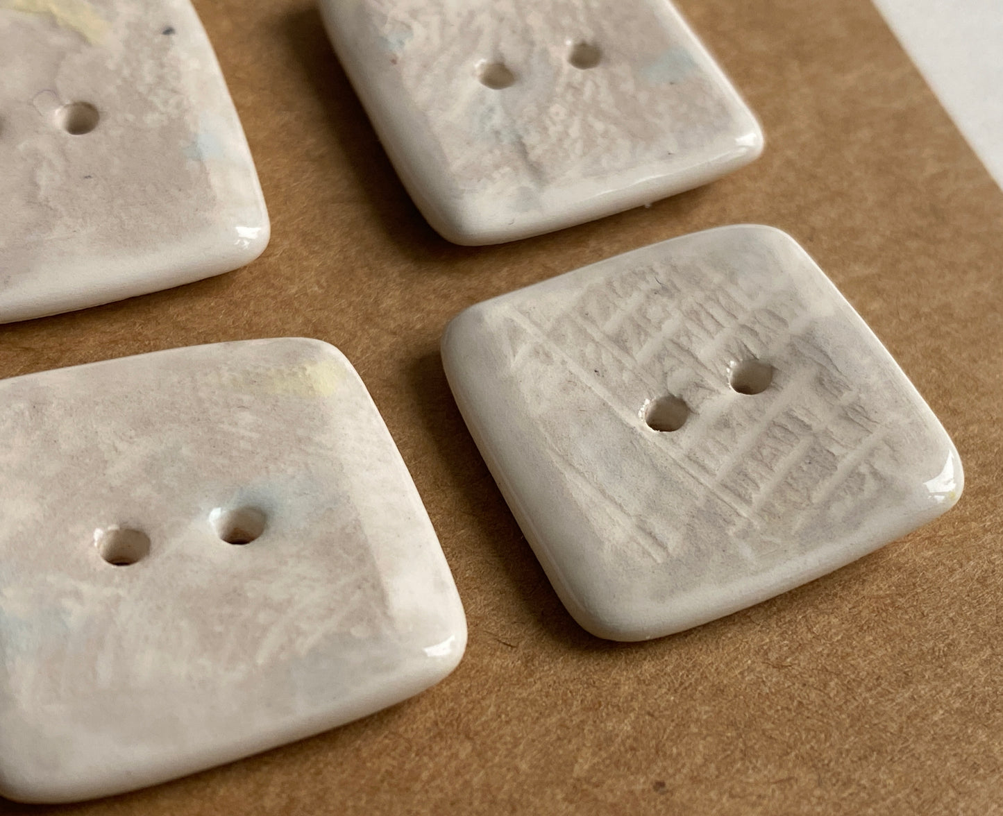 Buttons set of 9,  22mm Handmade Square Ceramic Buttons