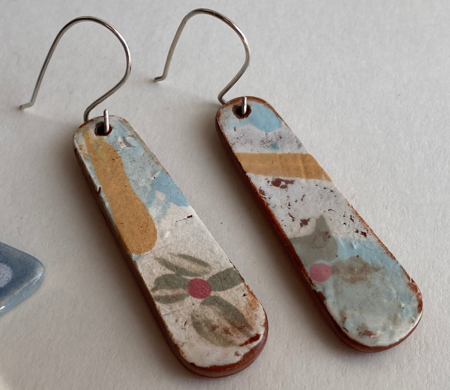 Vintage Botanical Clay Earrings sterling silver contemporary drops