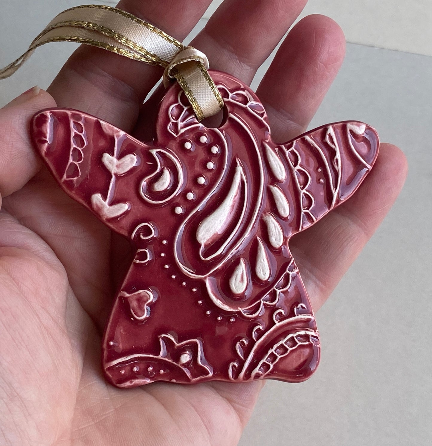 Sale Beautiful handmade ceramic paisley Angels Reduced from £12