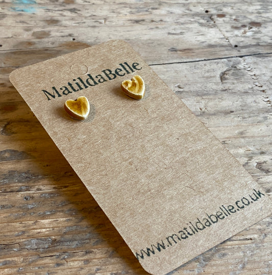 Tiny heart stud earrings, sterling silver, choice of colours