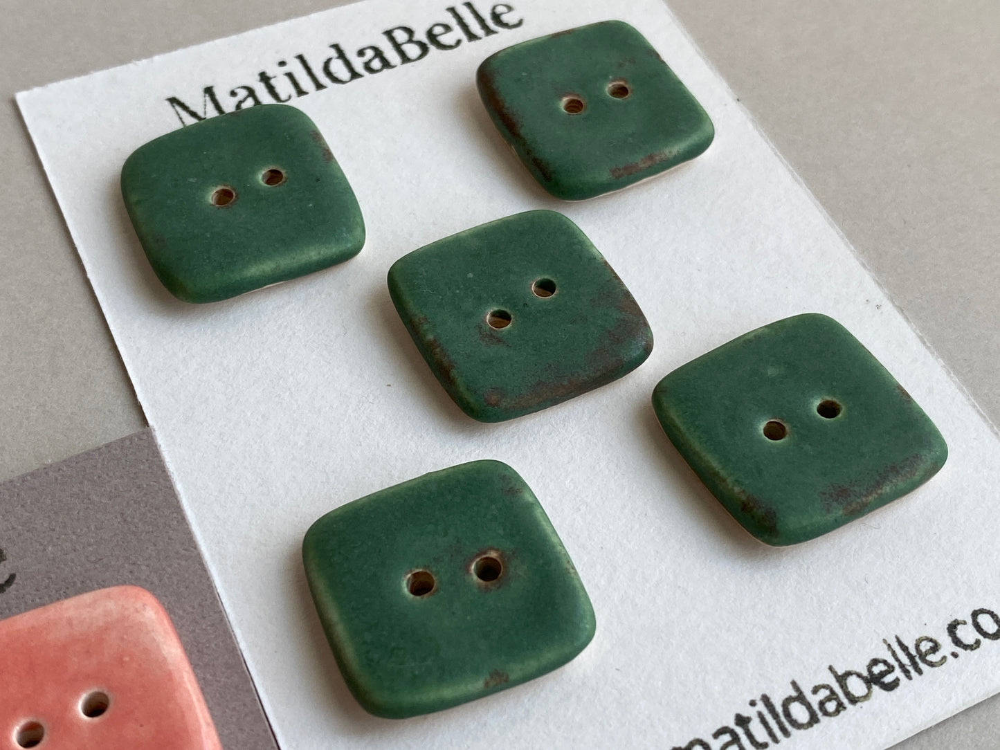Buttons set of Five Large 20mm Square Handmade Ceramic Buttons choice of colours