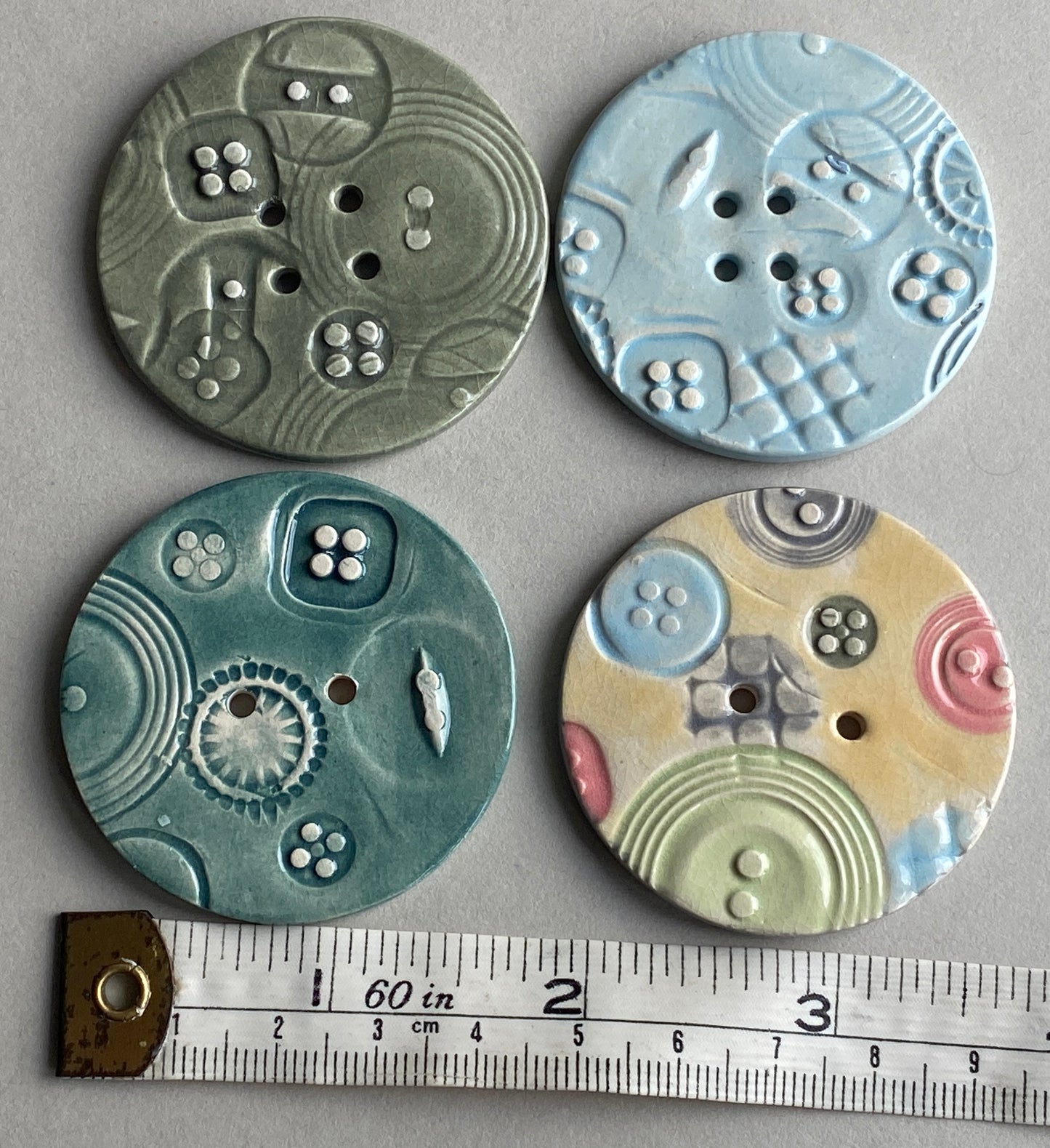 Extra large 47mm Round handmade Ceramic Button choice of 4
