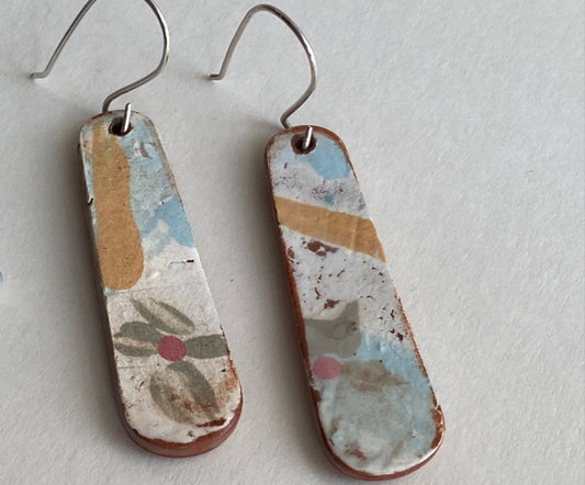 Vintage Botanical Clay Earrings sterling silver contemporary drops