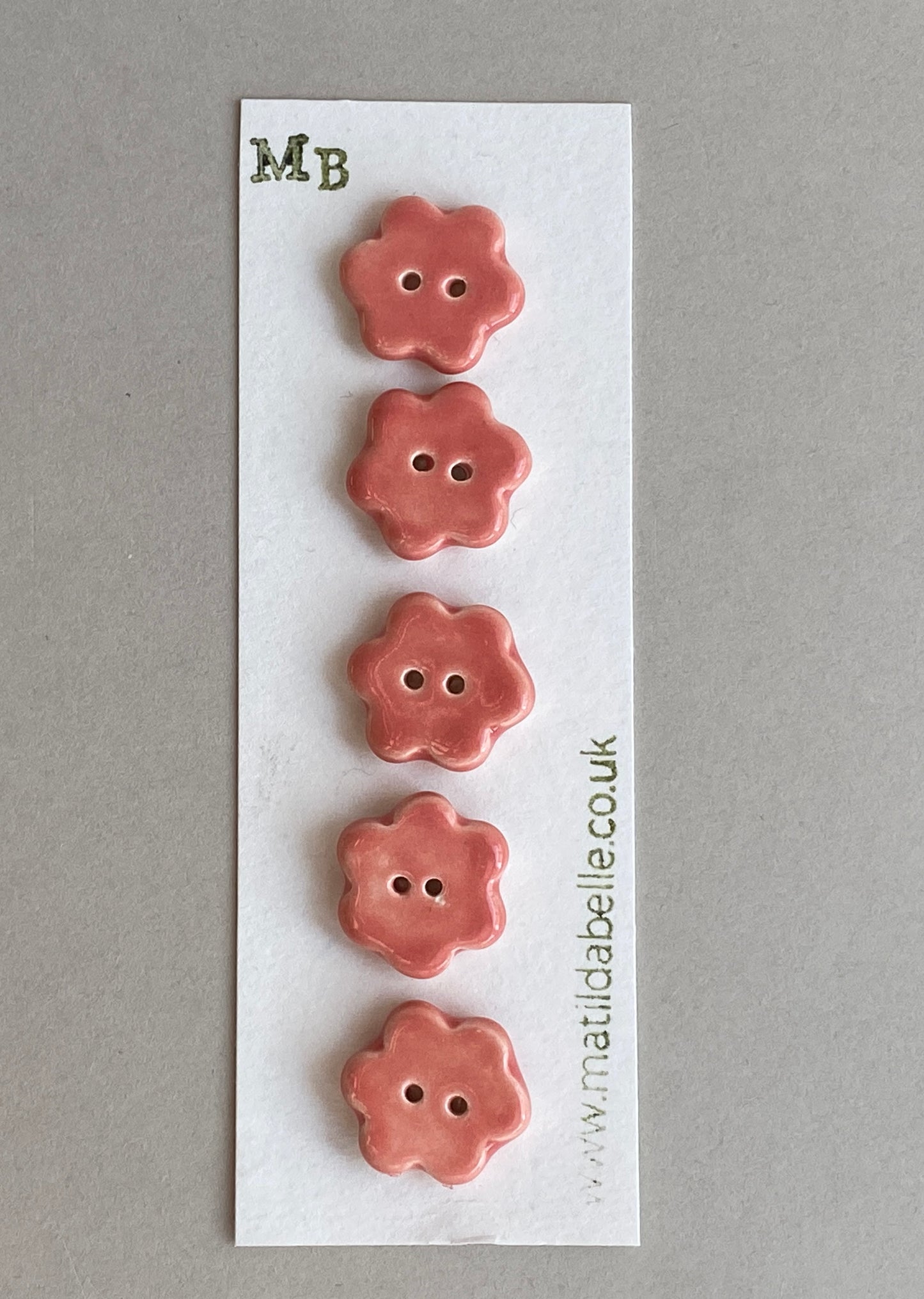 Buttons set of 5 handmade Flower 20mm Ceramic Buttons