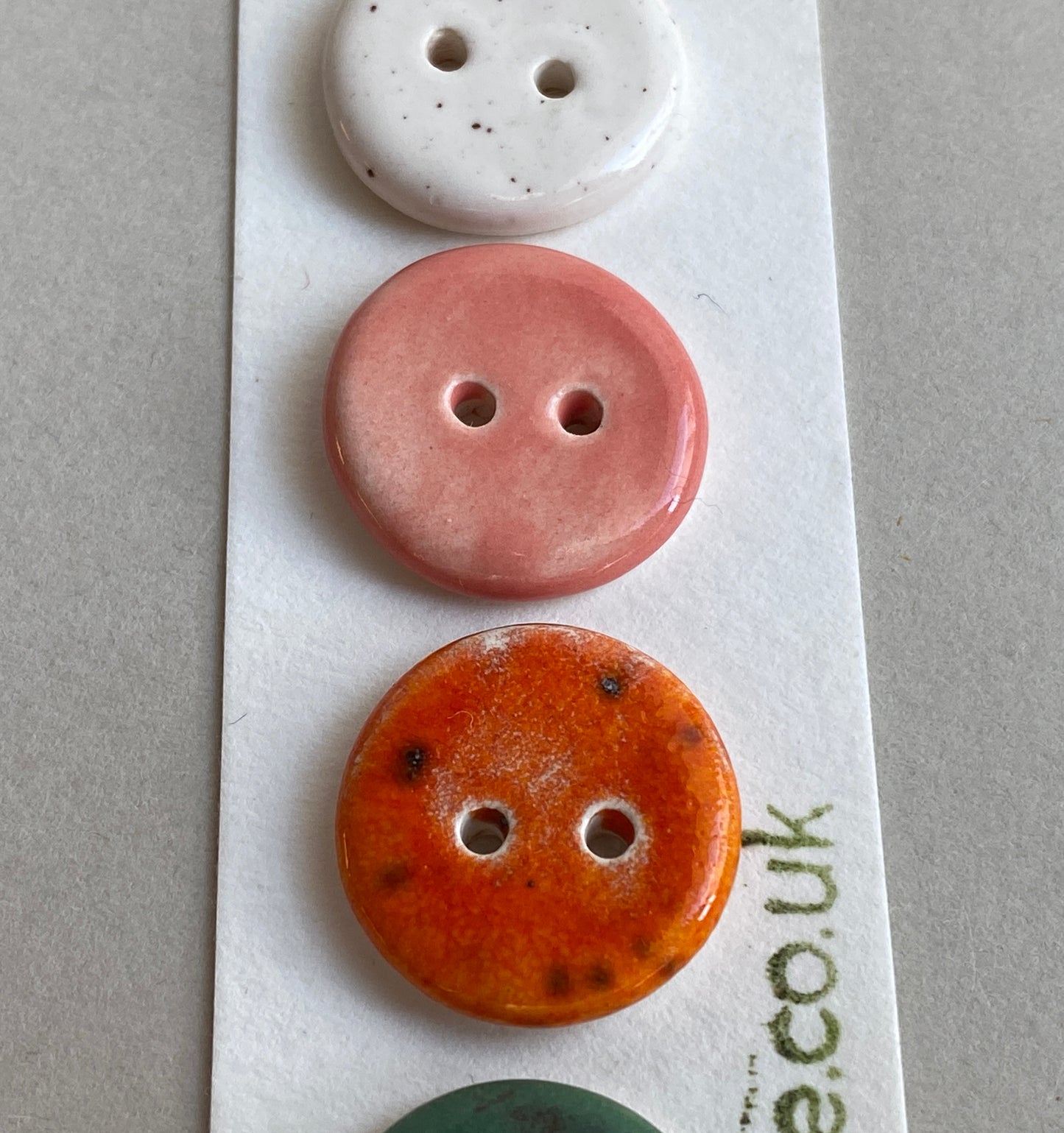 Buttons set of Six Mixed small 18mm round Handmade Ceramic Buttons