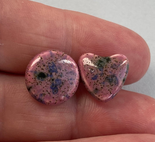 Handmade Ceramic Purple Stud Earrings  - p&P incl