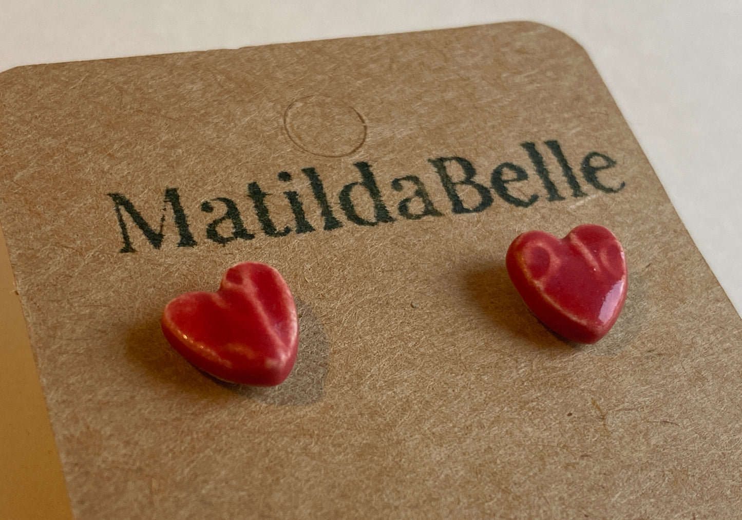 Tiny heart stud earrings, sterling silver, choice of colours
