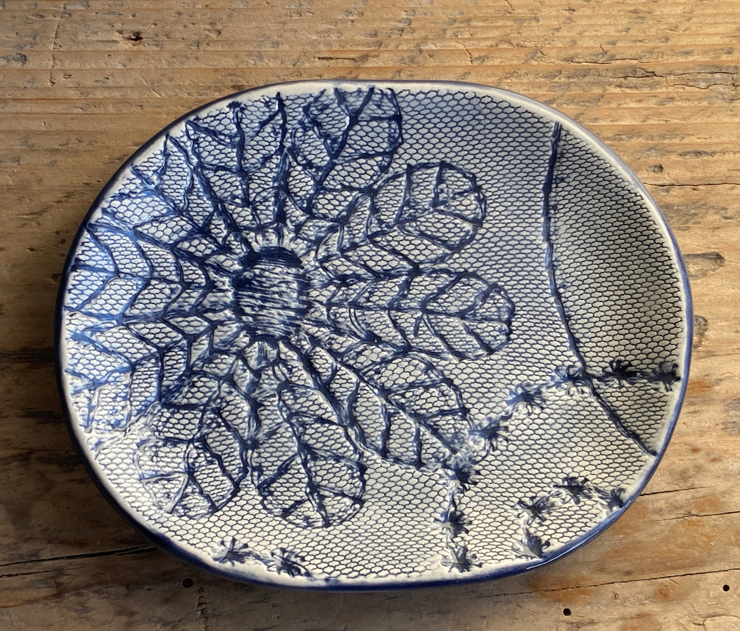 Handmade Oval Soap Dish without Drainage, Navy Blue