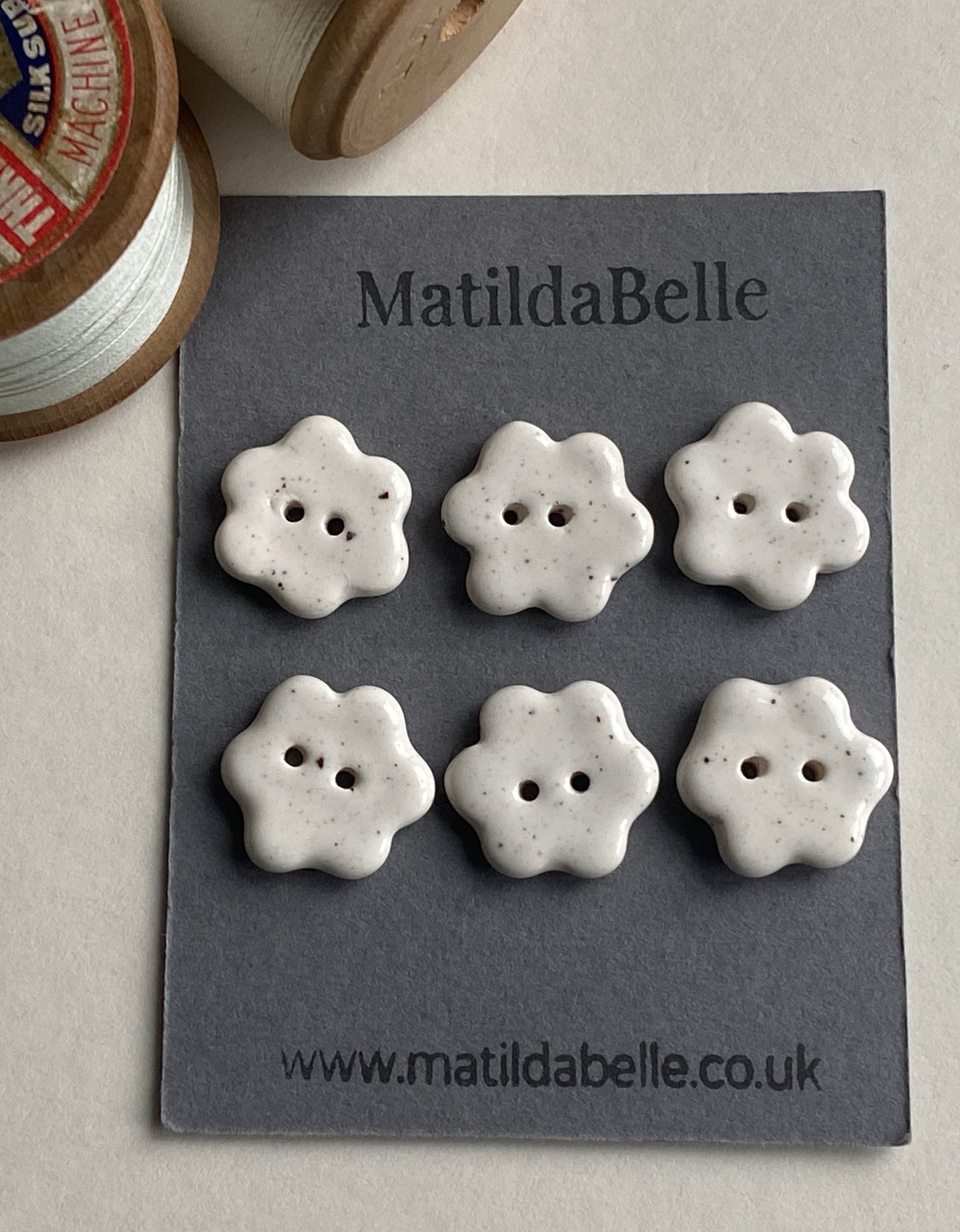 Buttons set of six flower 20mm handmade ceramic buttons choice of colours